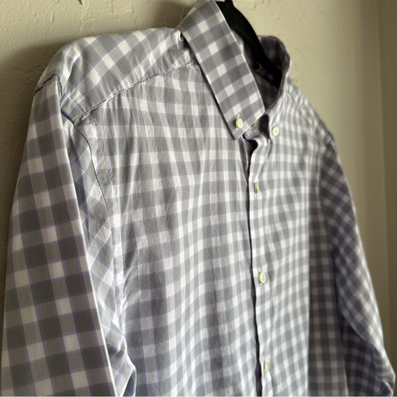 Crosby & Howard Gray White Purple Check Long Sleeve Mens Shirt Button Down Sz Lg - Picture 10 of 14